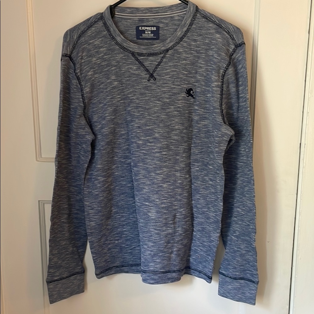 Express Waffle Knit Sweater in Heathered Gray